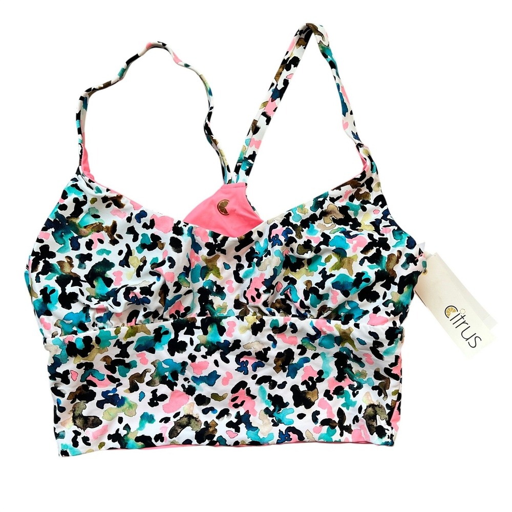 Citrus Bikini Top Reversible Womens Small Multicolor Animal Print CT2BL82 NWT - Picture 1 of 11